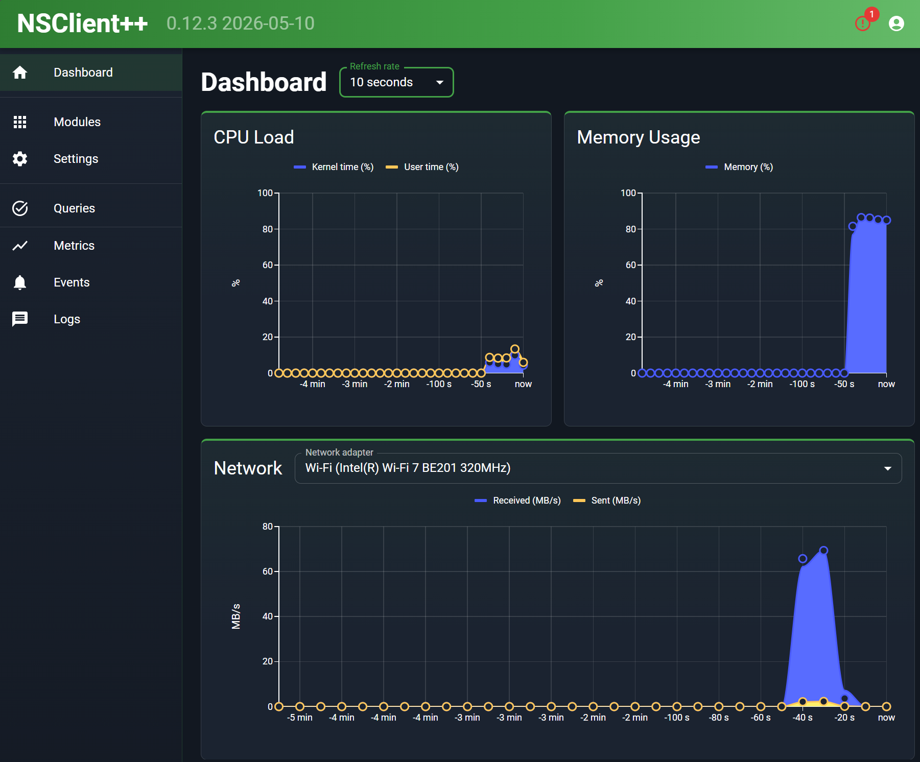 NSClient++ web UI dashboard